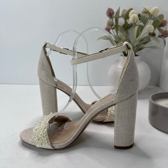 Sam Edelman Yaro Perla Block Heal Sandal Modern Ivory Women's 8 Bridal Wedding - Picture 7 of 10